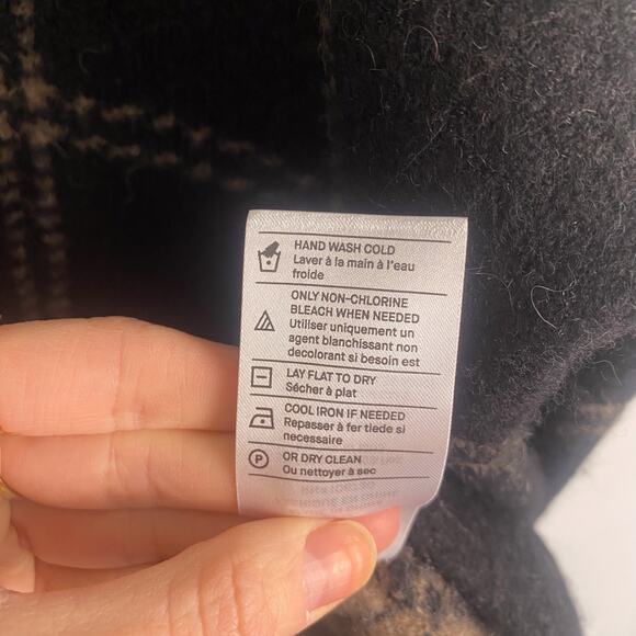 Vince Windowpane Plaid Pullover in Black/Dark Taupe Large - Picture 6 of 8